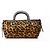 Borsa a mano in pelle di pony con stampa leopardata marrone Prada