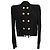Balmain Button-Embellished Open Front Blazer in Black Viscose