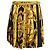 Falda mini plisada en poliéster dorado con estampado barroco Moschino Couture