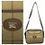 Borsa a tracolla in pelle e tela Burberry Marrone Cachi - vista 4