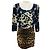 Abito mini in seta nera con stampa floreale multicolore e leopardata di Dolce & Gabbana Nero