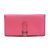 Hermès Rose Azalee Mizore Ziegenleder Silberfarbene Bi-Fold Geldbörse (Stempel) Pink - Ansicht 2