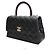Chanel Coco Handle Medio Nero Caviar Lucertola Interno Champagne Oro Con Chip - vista 2