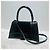 Balenciaga Crocodile Embossed Hourglass Small Top Black Tote Bag - vista 3