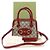 Gucci Borsa mini in pelle rossa con GG Supreme e morsetto Marrone - vista 2