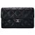 Chanel Billetera de solapa de caviar clásico Negro