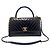 Chanel Chevron Glasiertes Vintage Kalbsleder Coco Handle Medium Schwarz - Ansicht 10