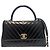 Chanel Chevron Glasiertes Vintage Kalbsleder Coco Handle Medium Schwarz - Ansicht 2