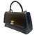Chanel Chevron Glasiertes Vintage Kalbsleder Coco Handle Medium Schwarz - Ansicht 3