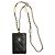 Chanel Schwarze Kaviar-Kartenhalterkette mit Goldcharms-Serie