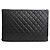 Chanel Clutch de cordero negro con solapa plateada - vista 3