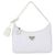 Saffiano Prada Borsa Hobo Re-Edition in tessuto bianco, set completo