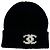 Chanel Schwarze Cashmere-Mütze mit CC-Logo Unisex