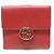 Gucci Billetera con solapa en cuero rojo con logo entrelazado Roja