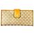 Céline Logo Vintage Beige Long Wallet Brown