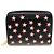 Saint Laurent Cartera compacta con cremallera de cuero negro con estampado de estrellas