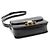Céline Borsa a Spalla Triomphe in Pelle di Vitello Nera Lucida con Finiture Dorate Nero - vista 5