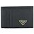 Prada Billetera de tarjeta de cuero negro con logo triangular - Regalo de lujo