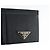 Prada Billetera de tarjeta de cuero negro con logo triangular - Regalo de lujo - vista 7
