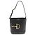 Gucci Borsa a spalla piccola in pelle nera maxi mezzo morso Nero