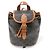 Céline Zaino Mini Polco in Tela e Pelle di Vitello Tan Triomphe Marrone