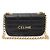 Céline Schultertasche aus schwarzem Ziegenleder mit monochromem Steppdesign und goldener Kette