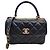 Trendy CC Chanel Borsa tote e a spalla integrata in pelle di agnello CC alla moda Nero