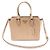 Prada Logo in lettere dorate in pelle di vitello morbida Saffiano beige Marrone