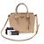 Prada Logo in lettere dorate in pelle di vitello morbida Saffiano beige Marrone - vista 2