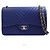 Chanel Borsa a spalla in pelle di agnello blu reale con doppio flap - Serie Chevron