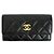Chanel Schwarze gesteppte Geldbörse mit goldfarbenem CC - Serie