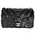 Timeless Chanel Mini Single Flap Bag aus schwarzer Seide mit Pailletten und Chevron-Kette