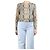 Frame Denim Cremefarbener Cardigan mit Schlangenprint - Größe S Roh