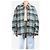Acne Camicia overshirt in lana spazzolata a quadri nera e verde - taglia S - vista 3