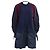 Abito Mini Effetto Sovrapposto in Lana Blu Navy Sacai
