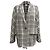 Blazer de Tweed a Cuadros en Algodón Blanco Maje