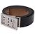 Cinto de couro preto com fivela retangular com logo Montblanc - vista 2