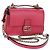 Borsa a spalla FENDI Chain Double Micro Baguette in pelle rosa argento Auth bs32459V