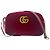 Gucci Piccola borsa a spalla in velluto rosso ibisco - vista 2