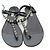 Balenciaga Sandali T-Strap Rockstud in pelle grigio carbone Nero - vista 2