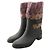 Chanel Olivengrüne Gummistiefel mit Strickbesatz