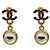 Chanel Orecchini dorati con bottone CC nero D'oro