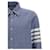 Thom Browne Camicia Flannel Bar Blu  - vista 6