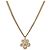 Chanel Colar de Ouro CC Flor Cúbica Dourado