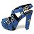 Louis Vuitton Sandali da donna con piattaforma e motivo leopardato in tessuto blu e fiore - vista 4