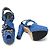 Louis Vuitton Sandali da donna con piattaforma e motivo leopardato in tessuto blu e fiore - vista 6