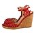 Stuart Weitzman Sandali con zeppa in vernice rossa Rosso - vista 3