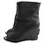 Chanel Botas de cuña abiertas de piel de cordero negro con logo CC en bucle - vista 3