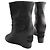 Chanel Botas de cuña abiertas de piel de cordero negro con logo CC en bucle - vista 5