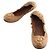 Tory Burch Camel Gold Logo Banded Flats Braun
